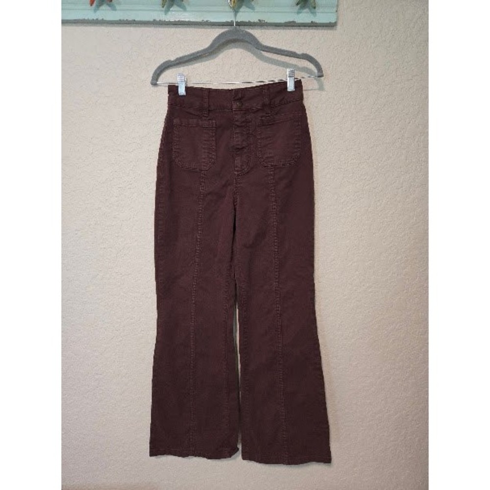 Marine Layer Burgundy High Rise Wide Leg Patch Pocket Pants Size 4